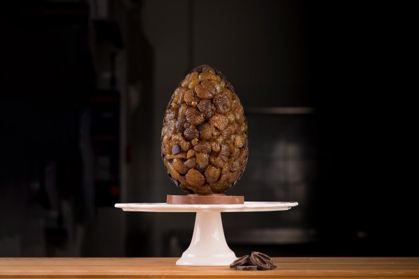 Chocolate egg with marrons glacés